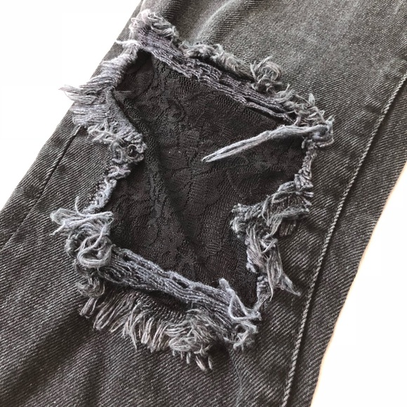 🌟LF Carmar Denim lace knee black jeans - Picture 3 of 6